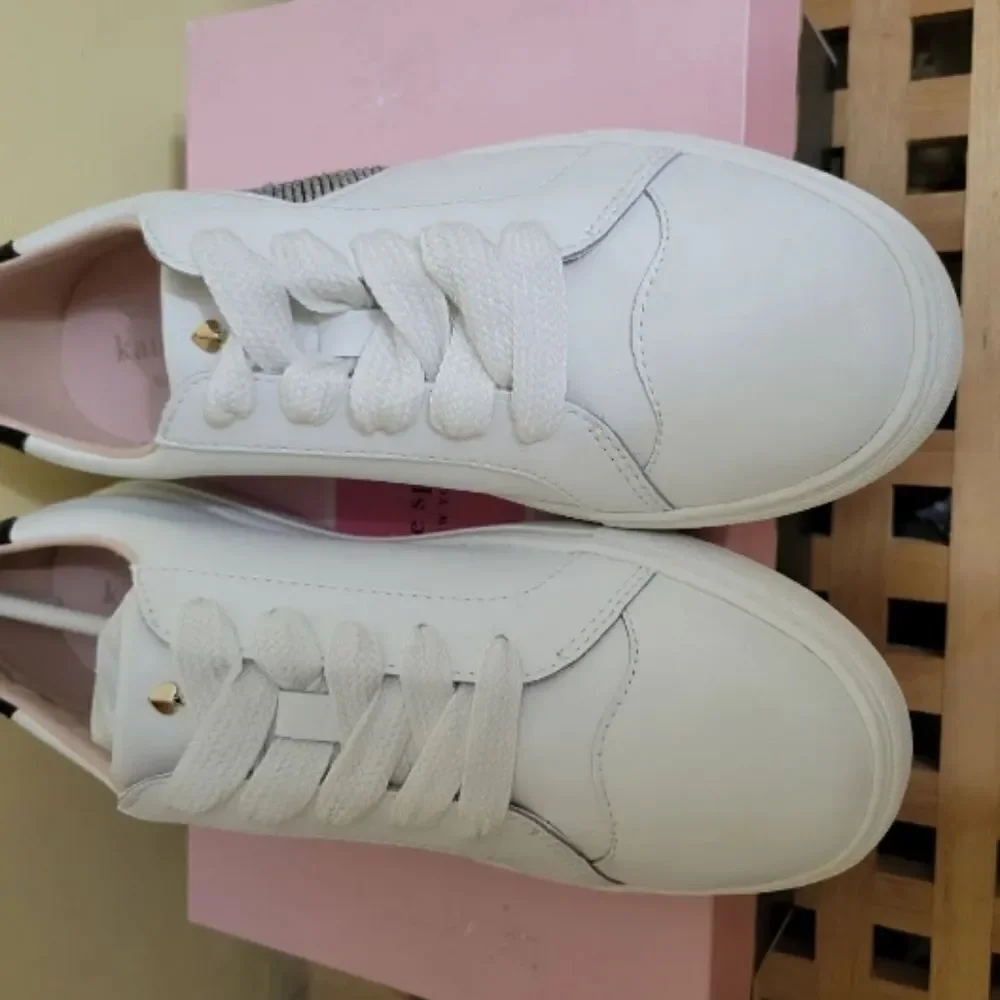 Kate Spade White Leather Crystal Embellished Sneakers 9.5 NIB